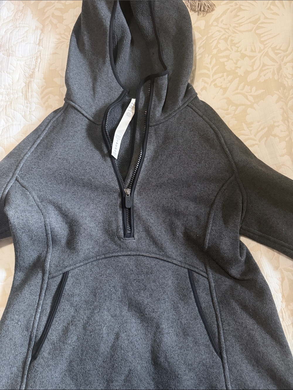 lululemon athletica Dark Charcoal Gray Half-Zip Hooded Pullover